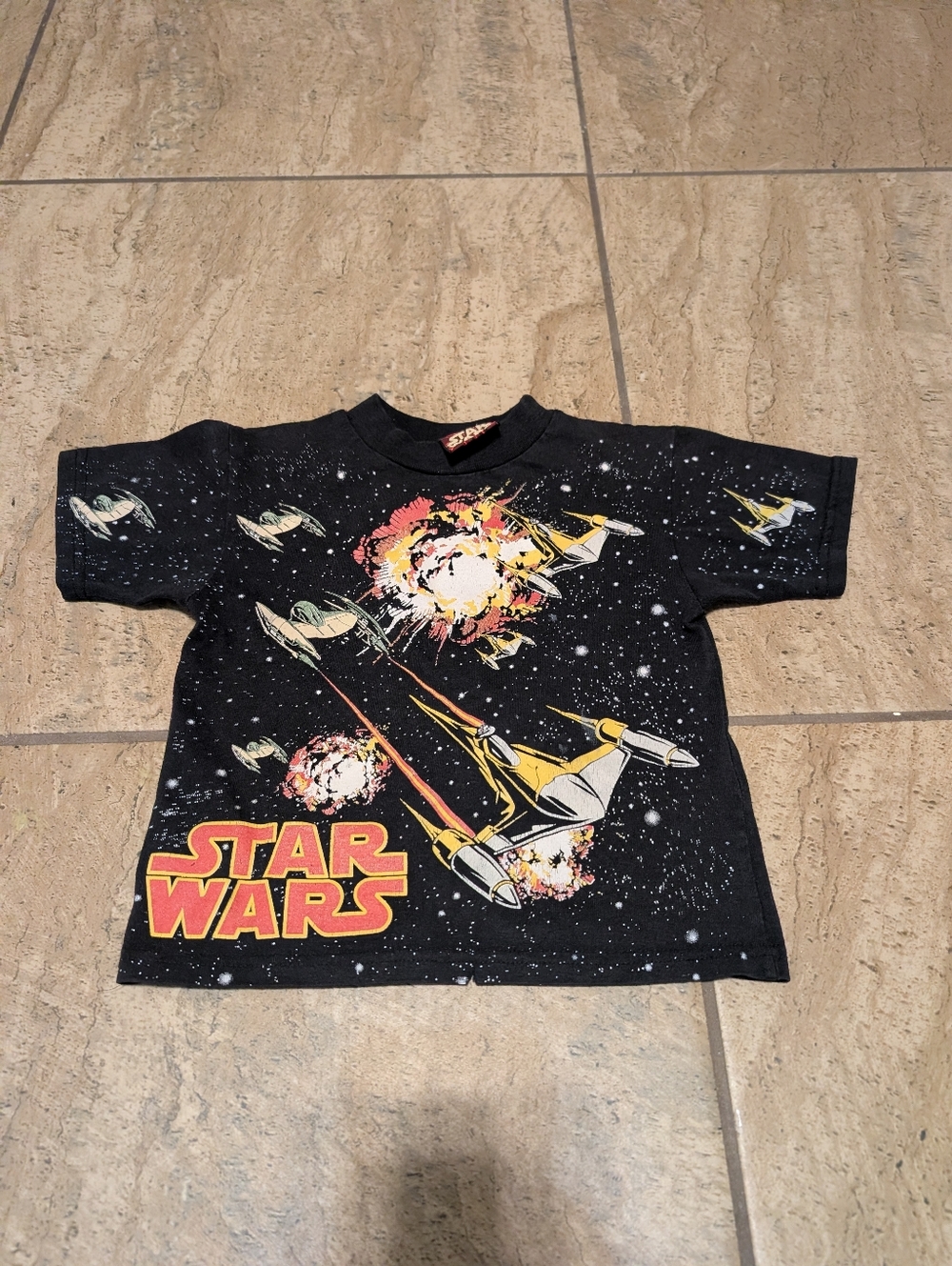 Vintage Star Wars Episode 1 All Over Print Black T-Shirt  SZ6